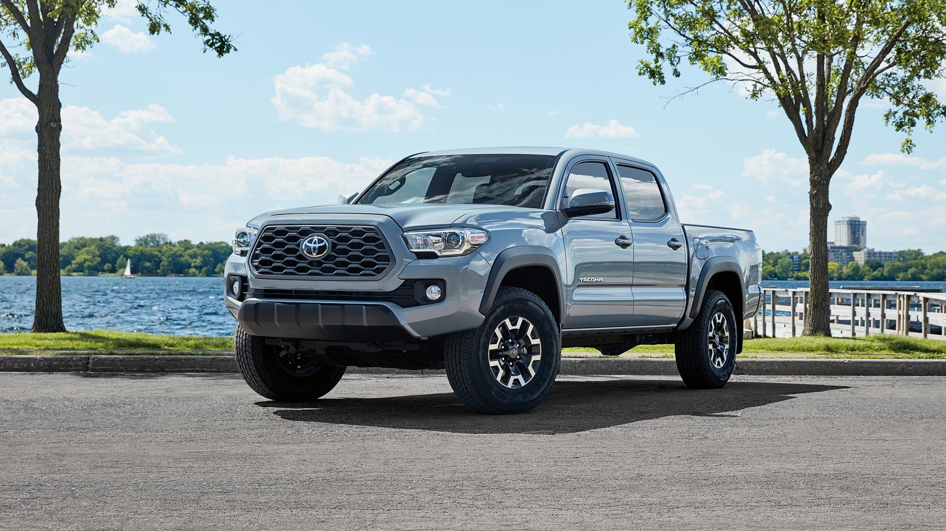 how to buy or lease a new Toyota at Fiore Toyota of Hollidaysburg | Grey MY20 Tacoma Parked Water