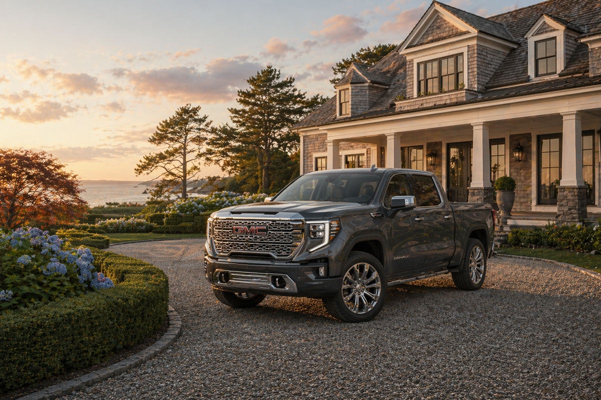 2026 GMC Sierra 1500 Denali in Kennebunkport, Maine at sunset